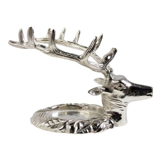 Candle Holder deer silver 17x20x15cm