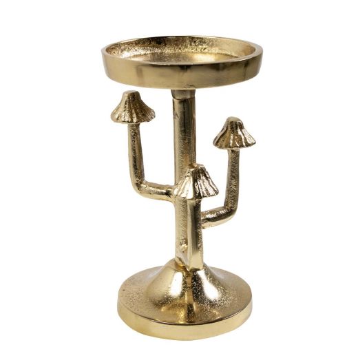 Candle Holder mushroom gold h20 d10cm