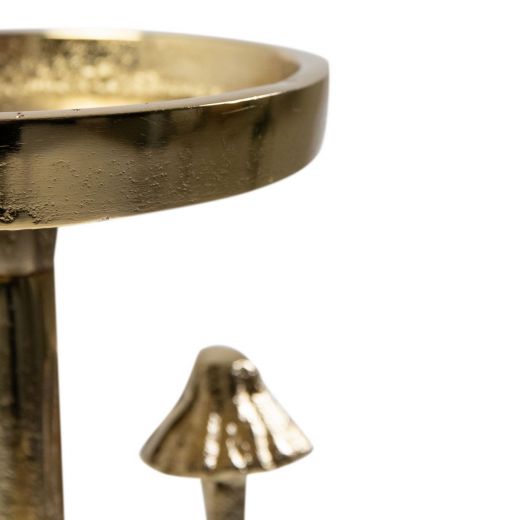Candle Holder mushroom gold h20 d10cm