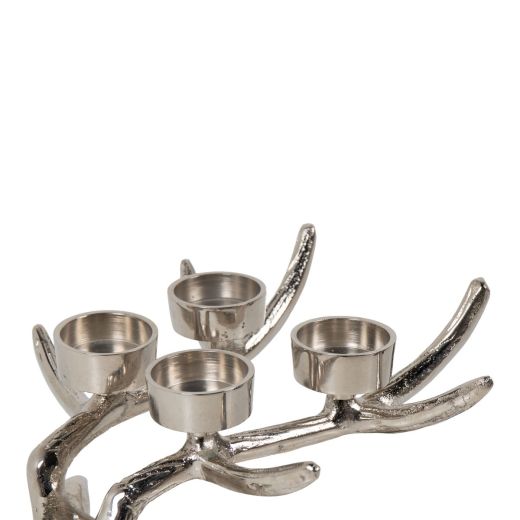 Candle Holder deer laying silver 57x52x27cm