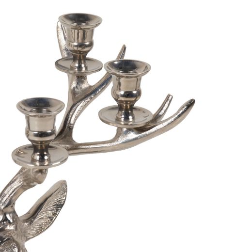 Candle Stick holder deer portrait silver 61x40x30cm