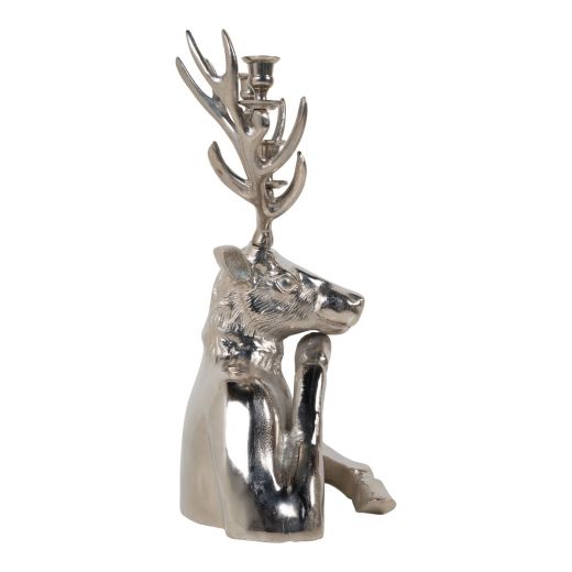 Candlestick holder deer silver 60x45x22cm