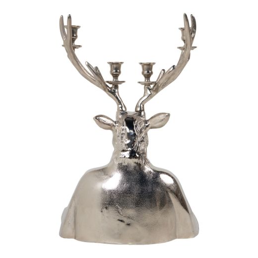 Candlestick holder deer silver 60x45x22cm