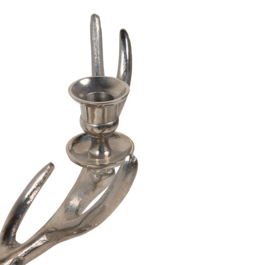 Candlestick holder deer silver 60x45x22cm