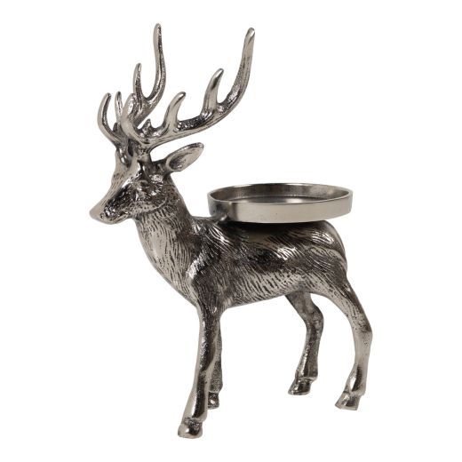 Candle Holder pillar deer silver 30x23x12,5cm