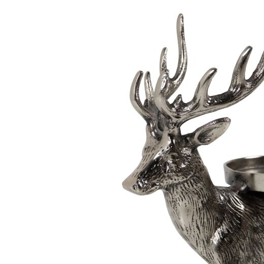 Candle Holder pillar deer silver 30x23x12,5cm