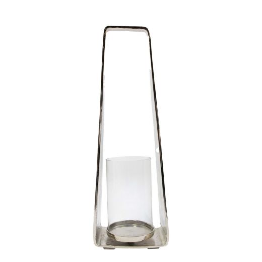 Lantaarn modern zilver h60 d20x12cm