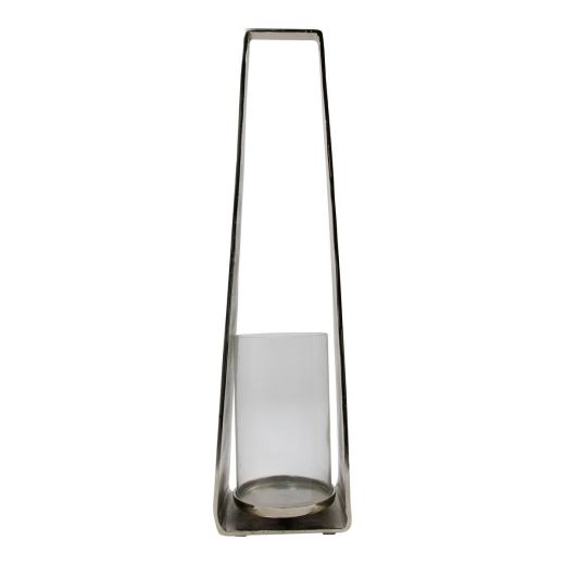 Lantaarn modern zilver h78 d20x16cm
