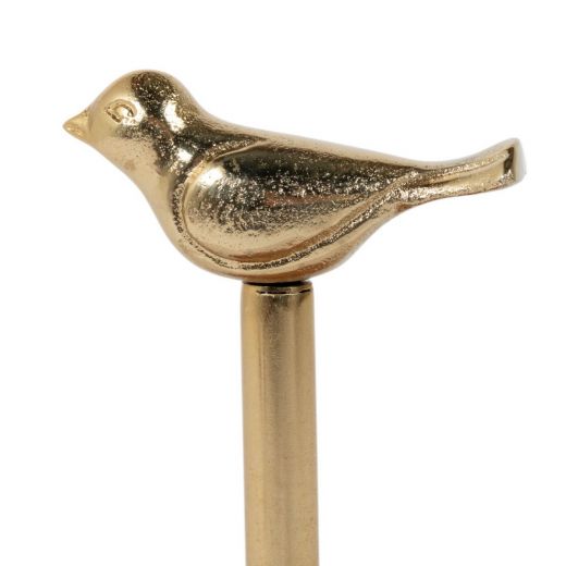 Draadmand met vogel goud h25 d25cm