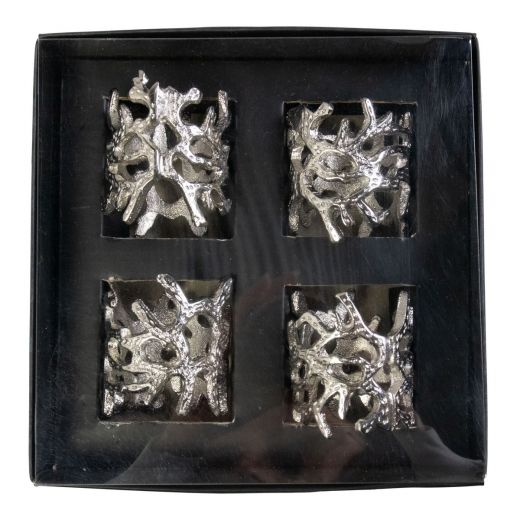 Servet Ring gewei zilver 4x5cm (set of 4)