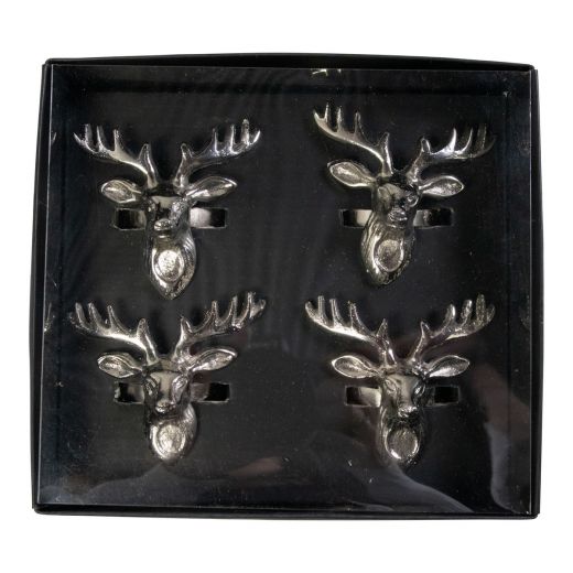 Servet Ring hert zilver 6x7x6cm (set of 4)