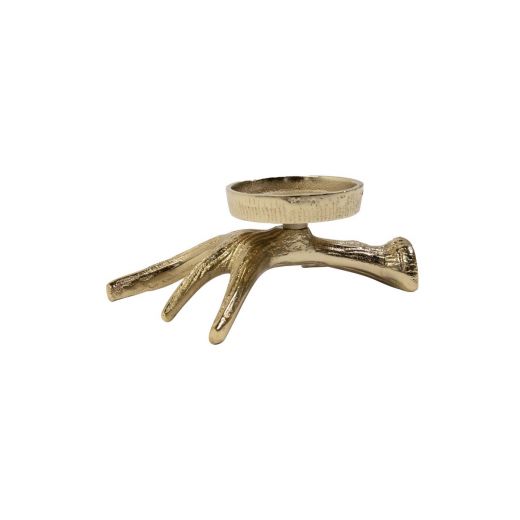Tealightholder antler 1 gold 7,5x20x15cm