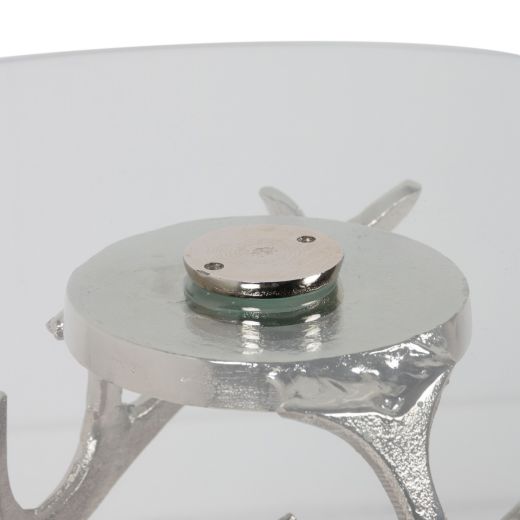 Table deer glass silver 50x43x43cm