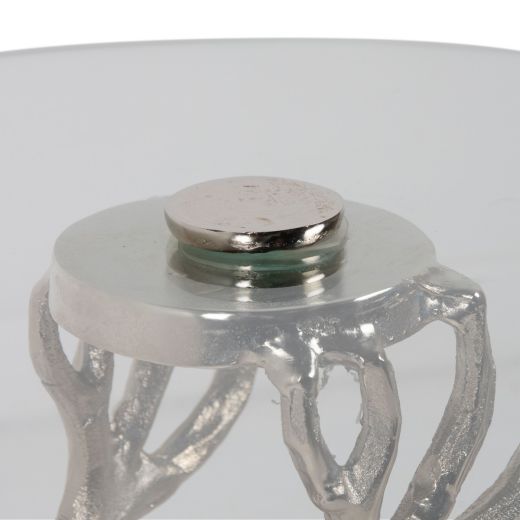 Table deer glass silver 57x52x52cm