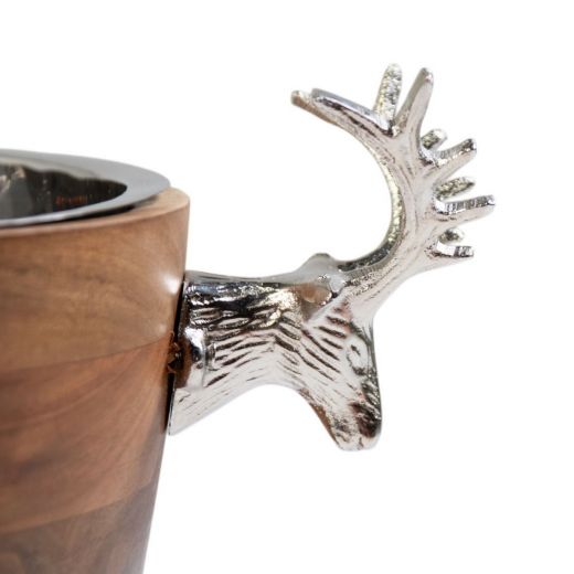 Champagne Koeler hert hout zilver 30x42x26cm