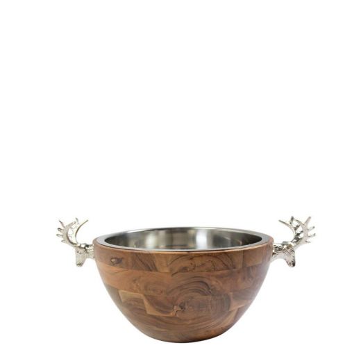 Champagne Koeler hert hout zilver 18x45x29cm