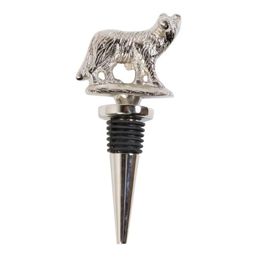 Wijnstopper vos zilver 13x6x2cm