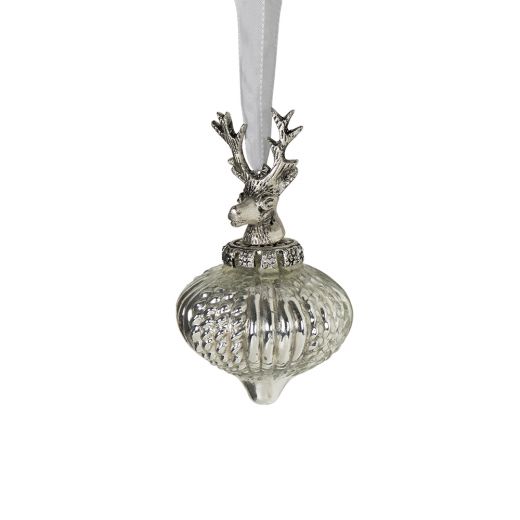 decoration ball antler silver 8cm