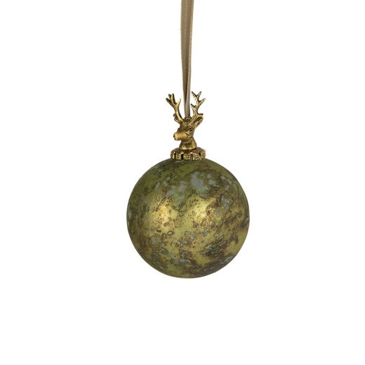 decoration ball deer antique green 12cm