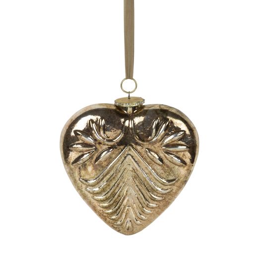 decoration heart gold 17cm