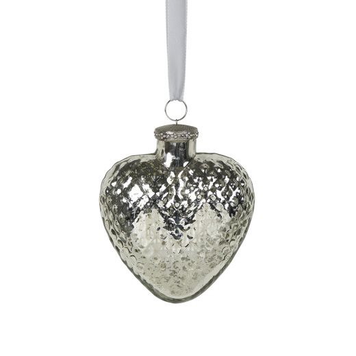decoration heart silver 15cm