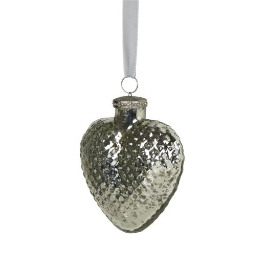 decoration heart silver 15cm