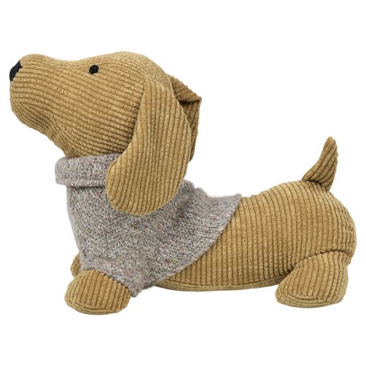 door stopper dachshund sweater ocher