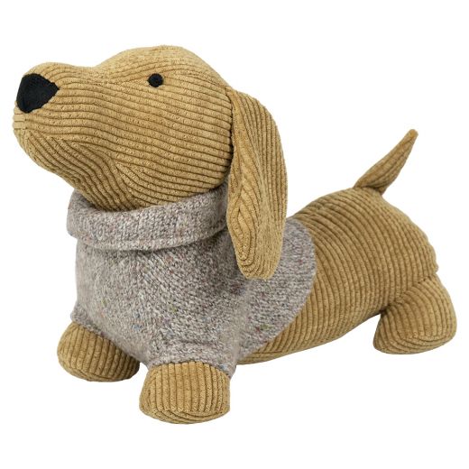 door stopper dachshund sweater ocher