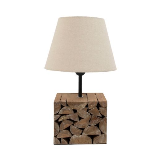 Lamp base log with shade 29cm