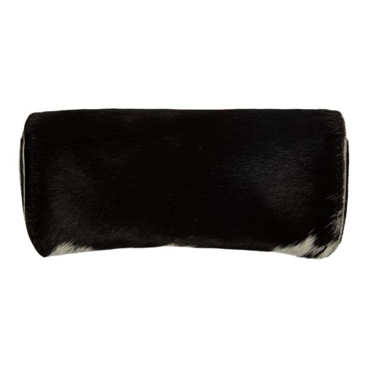 Étui à lunettes en cuir noir et blanc (Bos taurus)