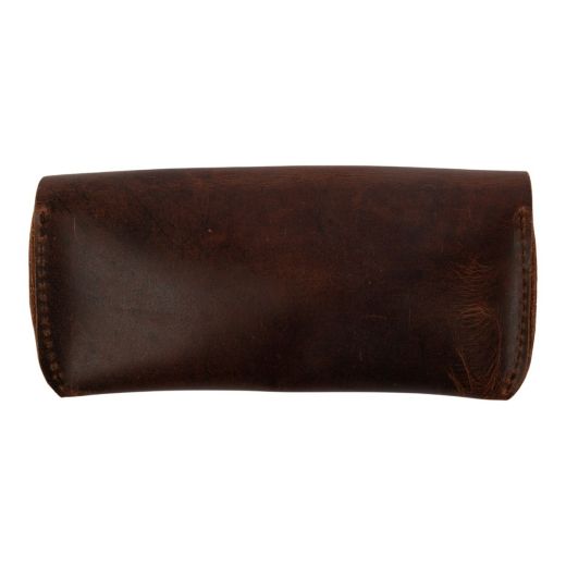 Étui à lunettes en cuir rouille antique (Bos taurus)