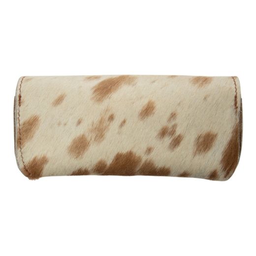 Étui à lunettes en cuir marron et blanc (Bos taurus)