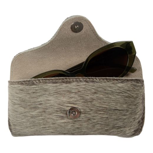 Étui à lunettes en cuir gris (Bos taurus)