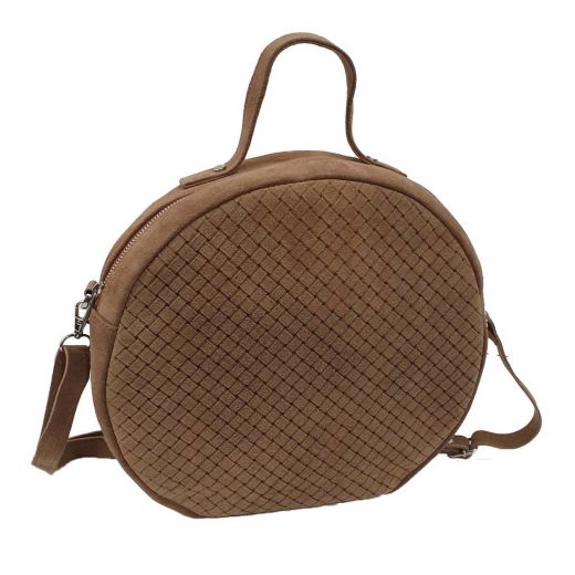 crossbody sac tissage en daim brun 30x28x7cm (bos taurus taurus)