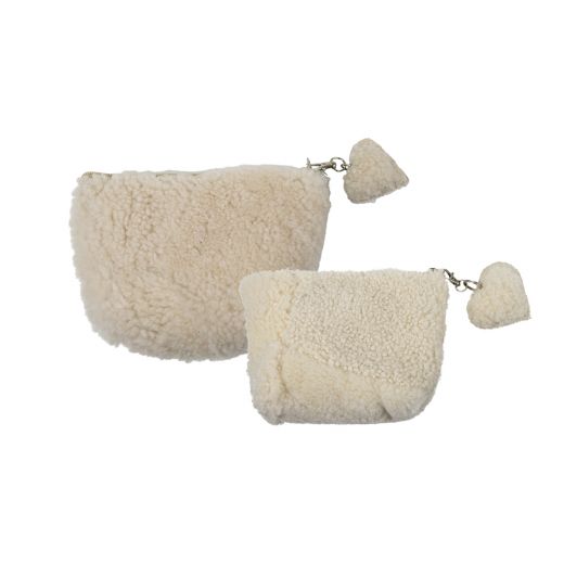 sheep white pouch with heart 15cm (ovis aries)