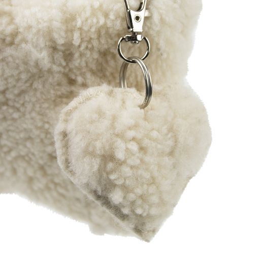 sheep white pouch with heart 15cm (ovis aries)