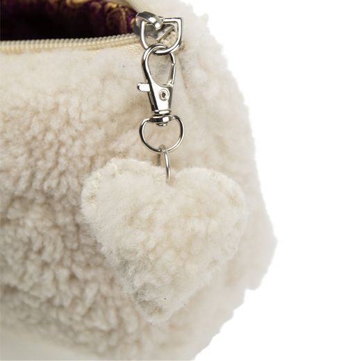 sheep white pouch with heart 18cm (ovis aries)