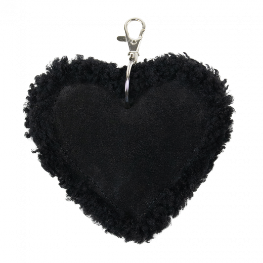 sheep black key chain heart leather 10cm (bos taurus taurus)