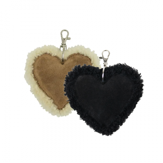 sheep black key chain heart leather 10cm (bos taurus taurus)