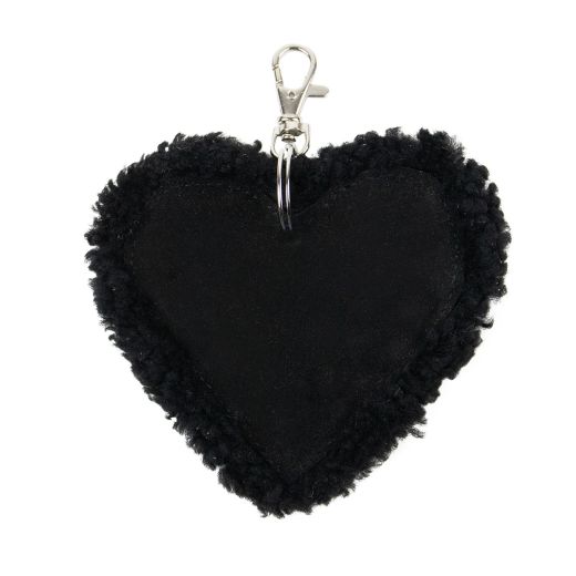 schaap zwart sleutelhanger hart leer 10cm