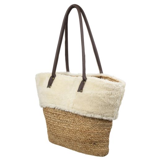 mouton blanc sac bandoulière jute 50cm (ovis aries)