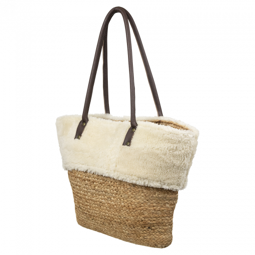 schaap wit jute schoudertas 50cm