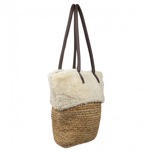 schaap wit jute schoudertas 50cm