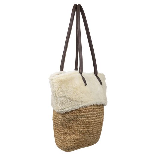 mouton blanc sac bandoulière jute 50cm (ovis aries)