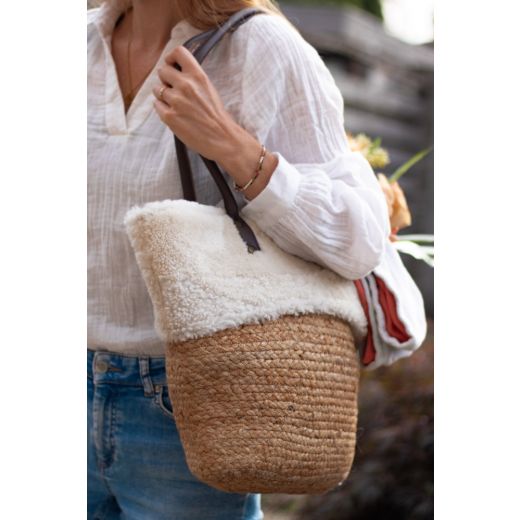 sheep white shoulder bag jute 50cm (ovis aries)