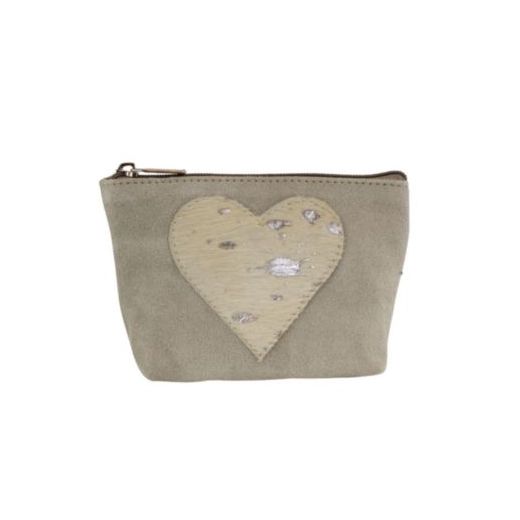 sac de maquillage coeur beige 15cm