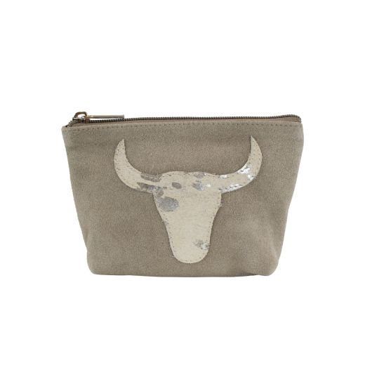 make up bag bull head beige 15cm (bos taurus taurus)*