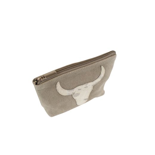 make up bag bull head beige 15cm (bos taurus taurus)*