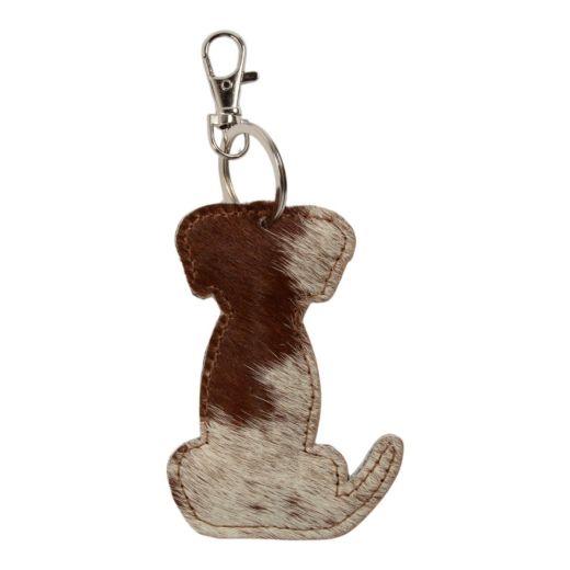 Porte-clés chien marron et blanc (Bos taurus)