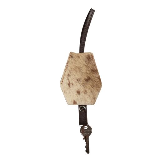 Porte-clés en cuir marron et blanc (Bos taurus)